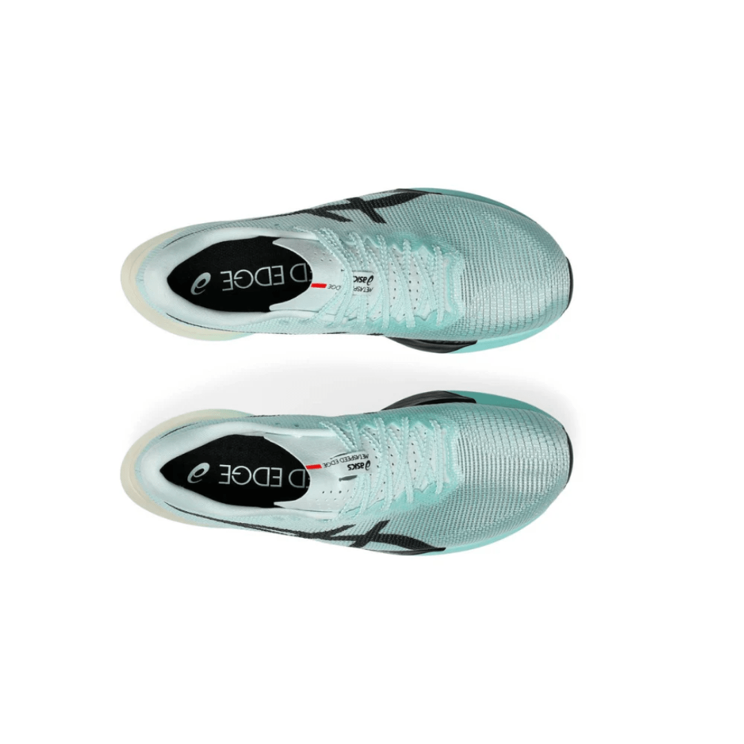 ASICS Metaspeed Edge Paris Illuminate Mint Black running shoes heel view