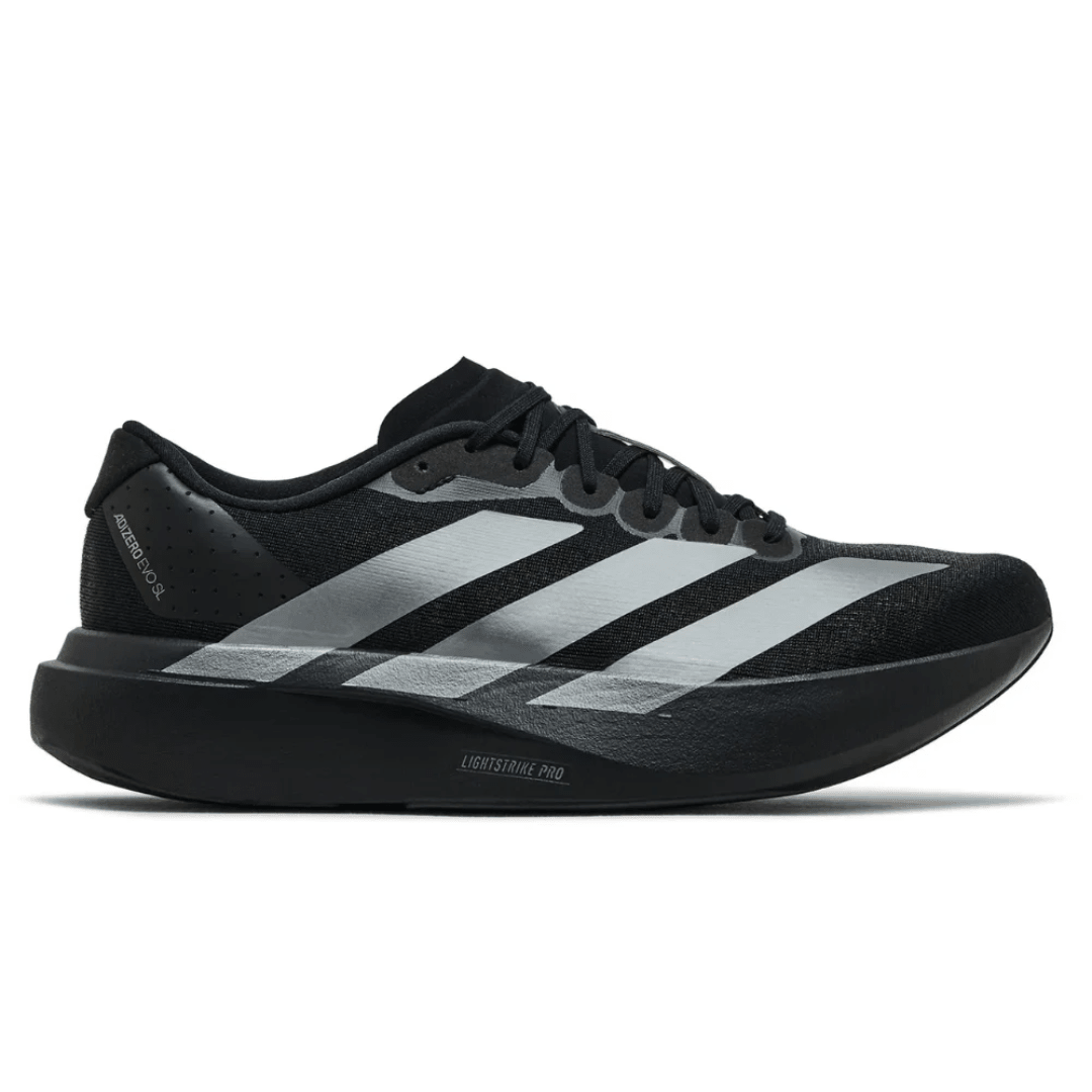 Adidas Adizero Evo SL Black Iron Metallic sneakers side profile