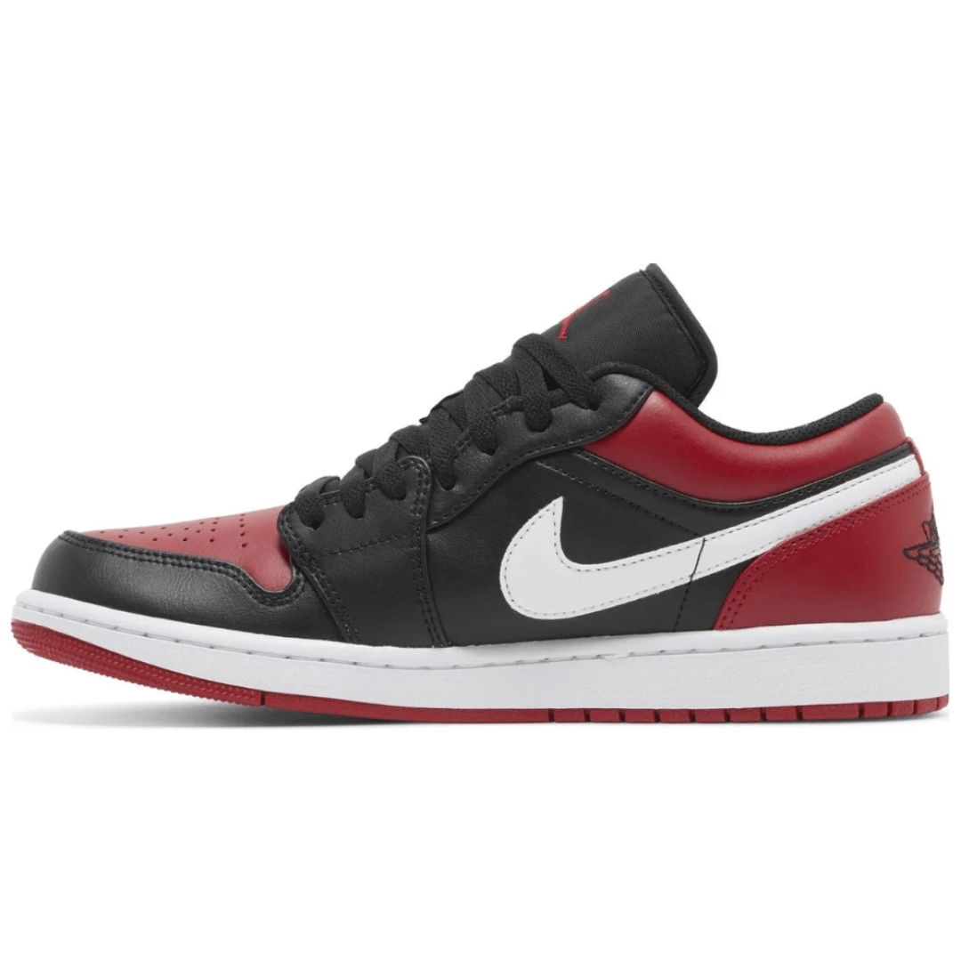 Air Jordan 1 Low Alternate Bred Toe sneakers on feet Dubai