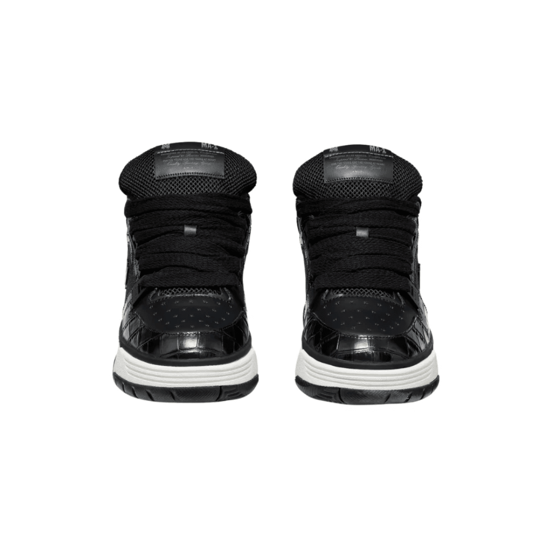Amiri Croc Debossed MA-1 Black sneakers heel view