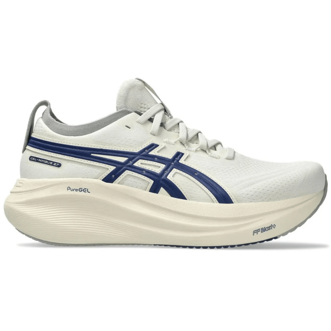 ASICS Gel-Nimbus 27 Birch Indigo Blue running shoes side profile