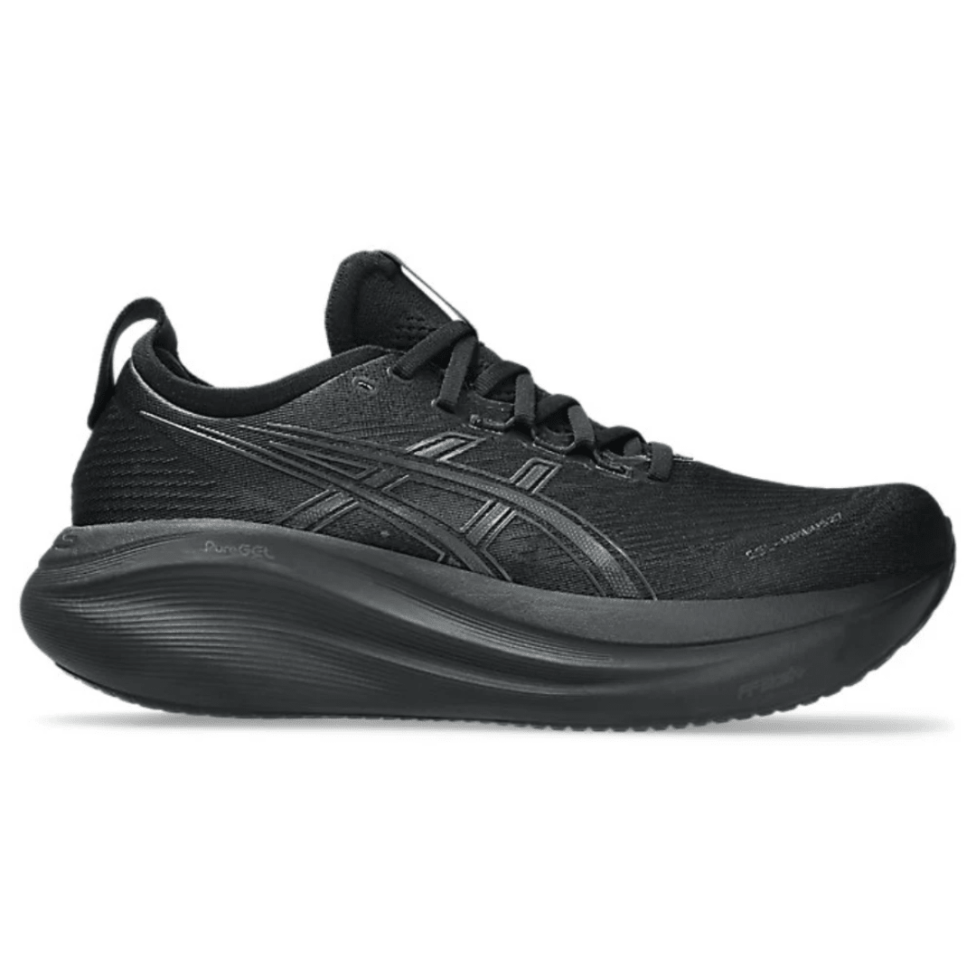ASICS Gel-Nimbus 27 Black Graphite Grey running shoes side profile