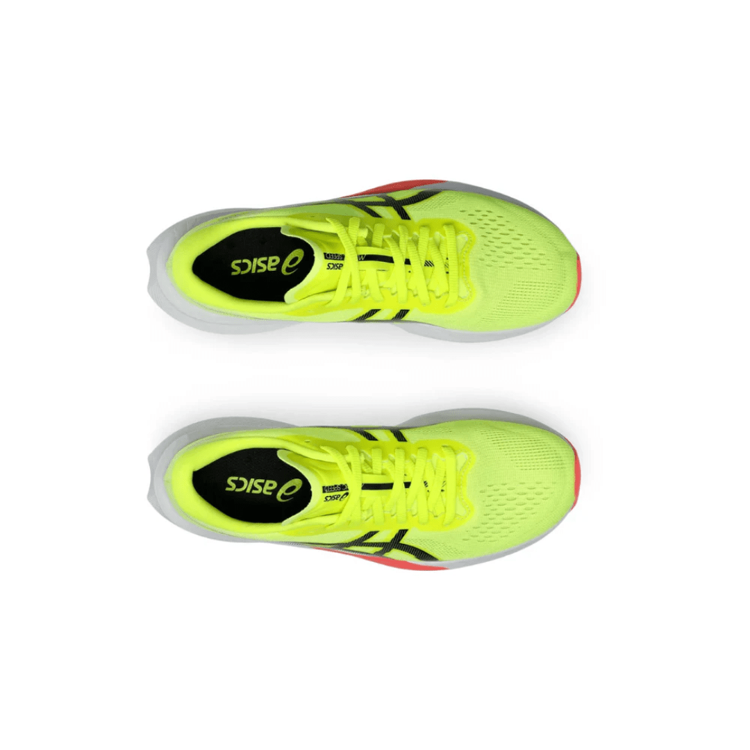 ASICS Magic Speed 4 Safety Yellow Black running shoes upper detail