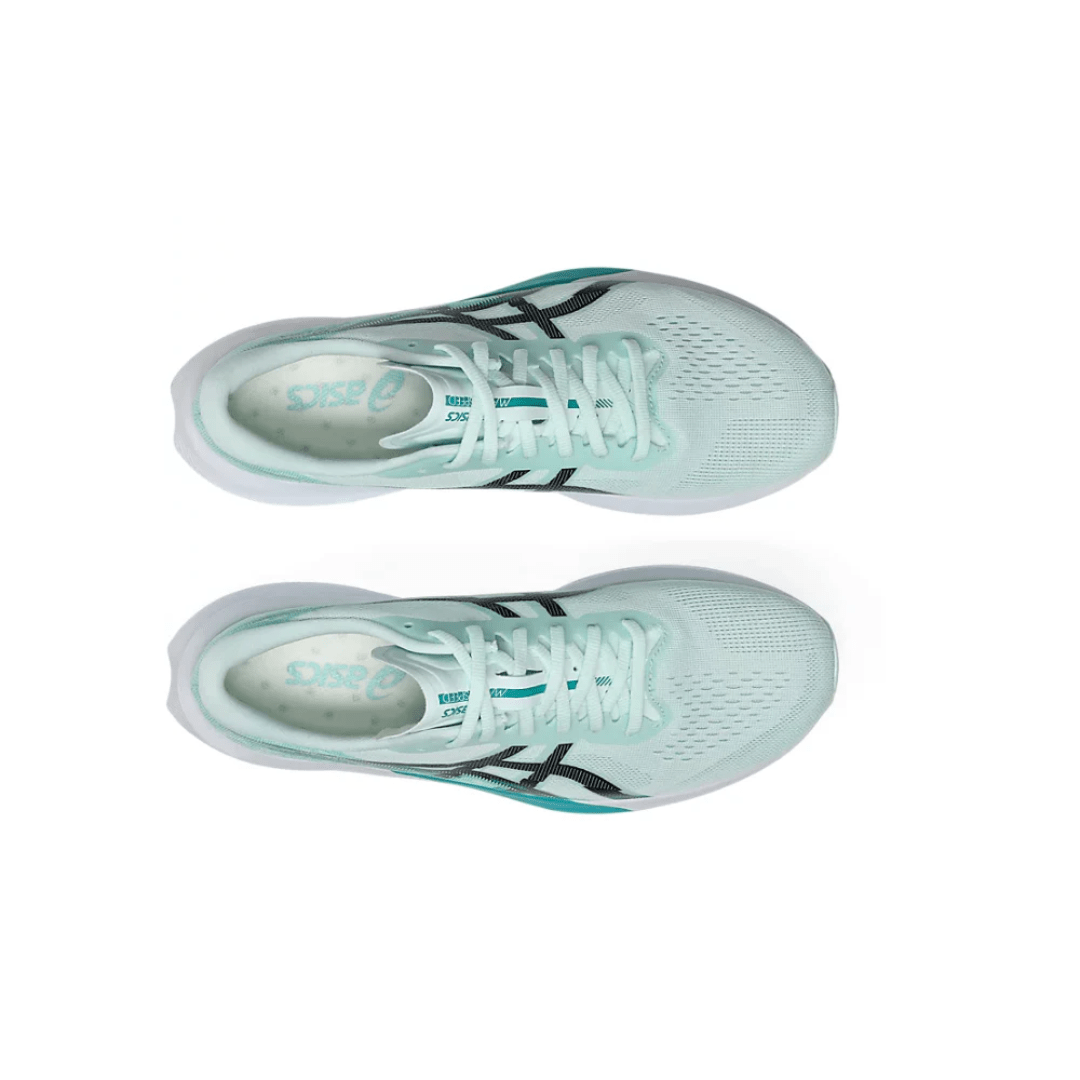ASICS Magic Speed 4 Soothing Sea Black running shoes upper detail
