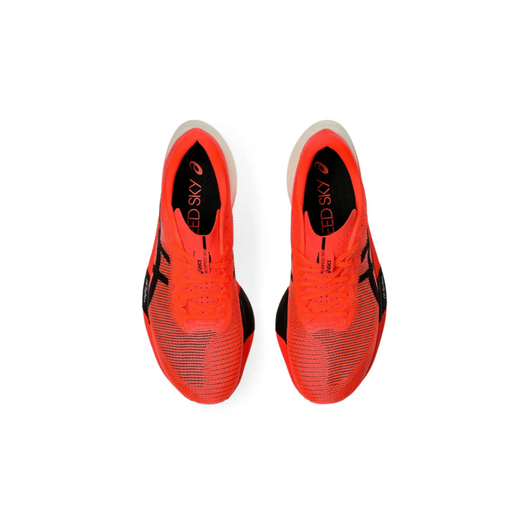 ASICS Metaspeed Edge Paris Sunrise Red Black running shoes upper detail