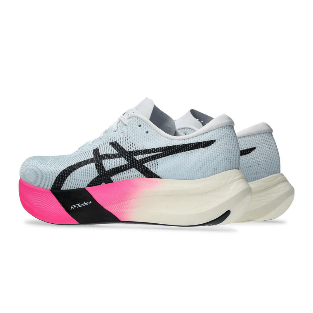 ASICS Metaspeed Edge Paris Light Blue Black running shoes on feet Dubai