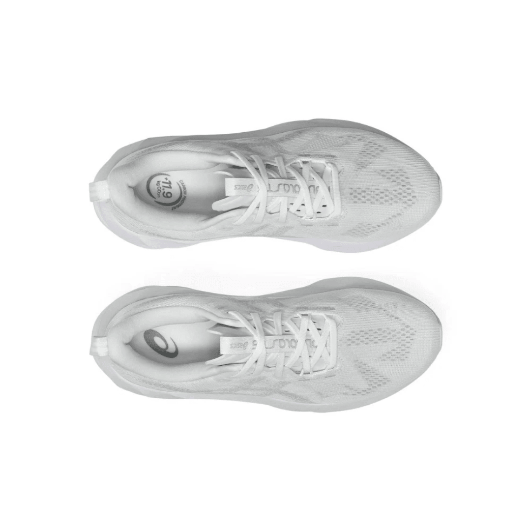 ASICS Novablast 5 White Piedmont Grey running shoes upper detail