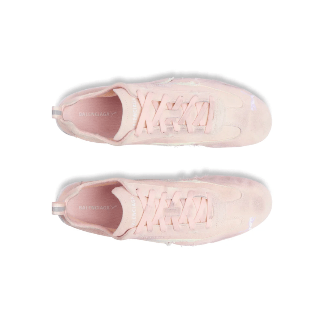 Balenciaga x Puma Speedcat Suede Pink White sneakers heel view