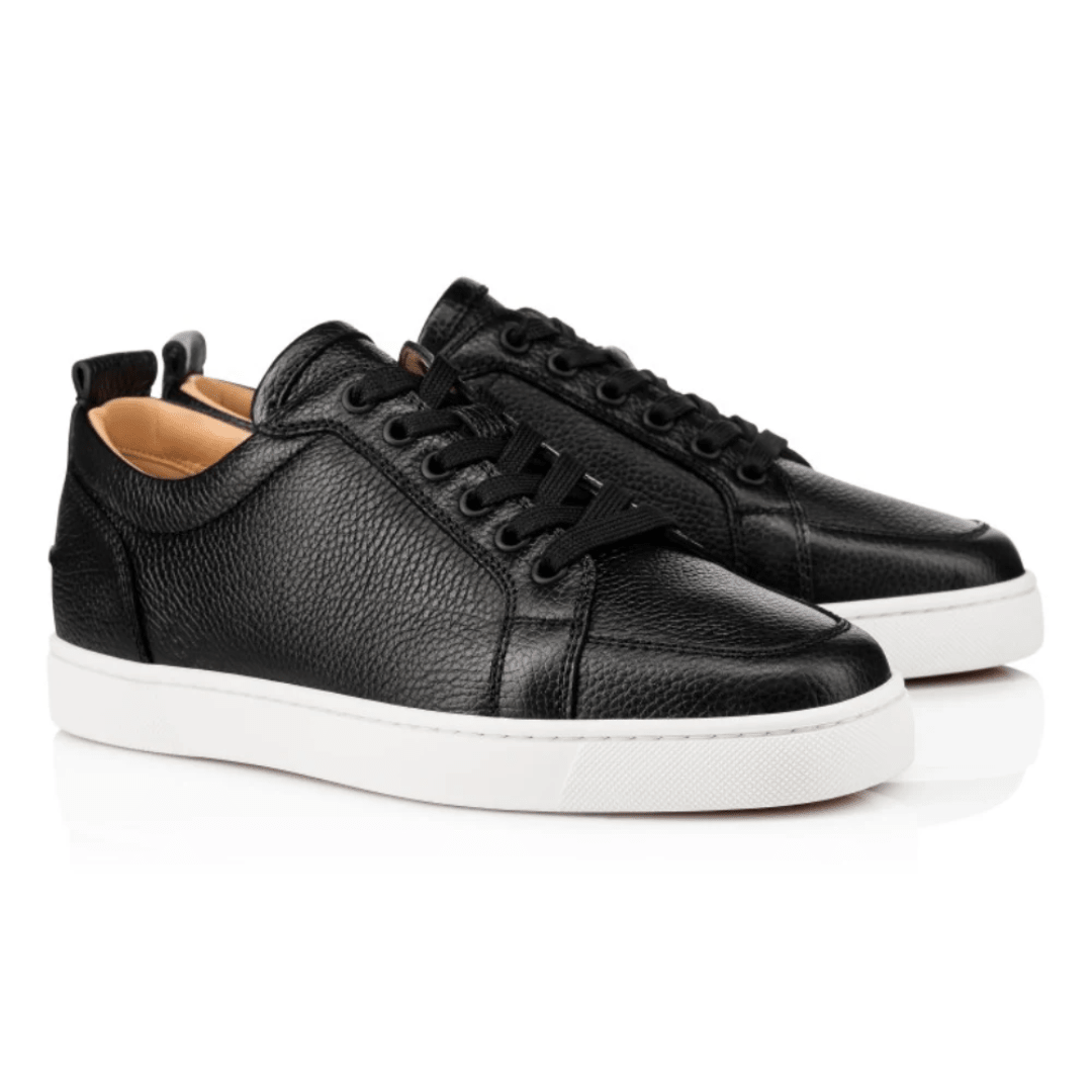 Christian Louboutin Rantulow Grained Calf Leather Black sneakers on feet Dubai