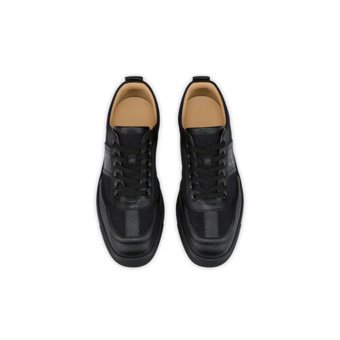 Christian Louboutin Retero Grained Calf Leather Black sneakers upper detail