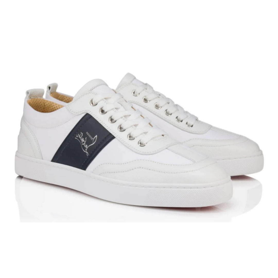 Christian Louboutin Retero Grained Calf Leather Marine sneakers on feet Dubai