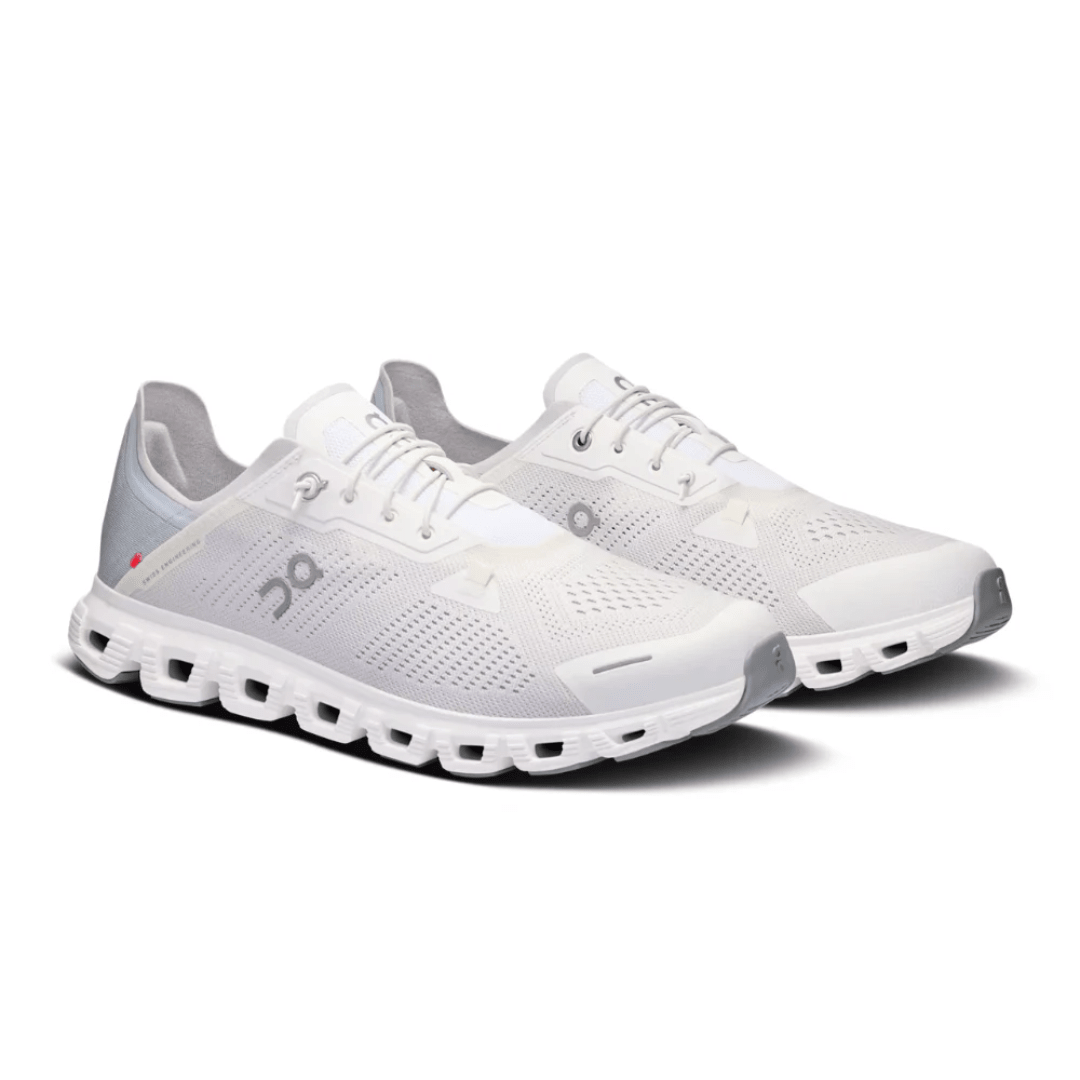 On Cloud 6 Coast 'White | Glacier' upper detail