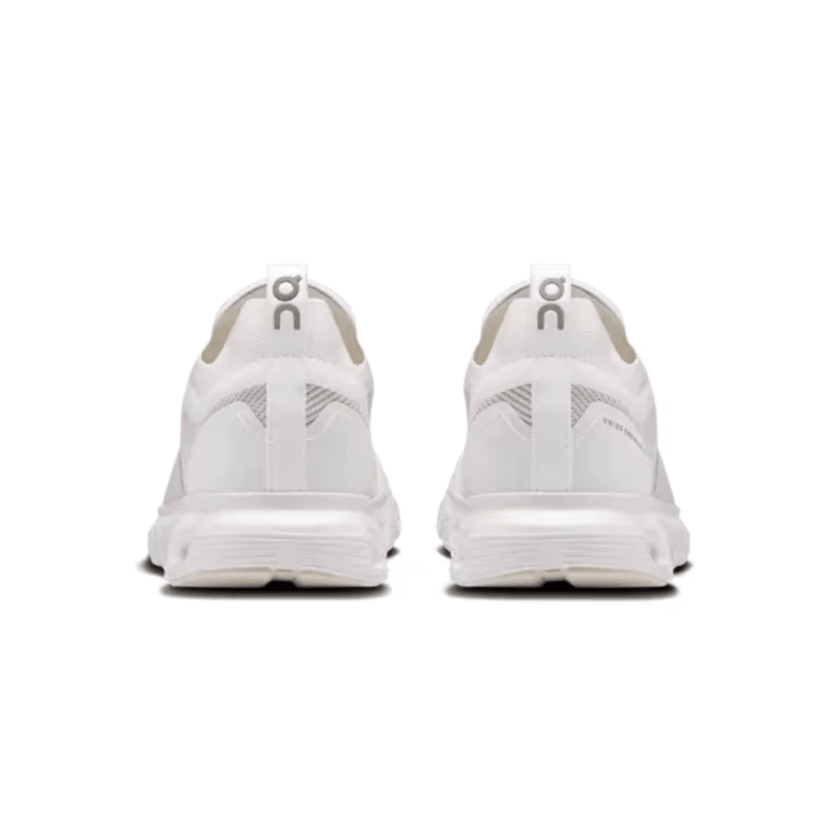 White athletic shoes with a brand logo on a white background