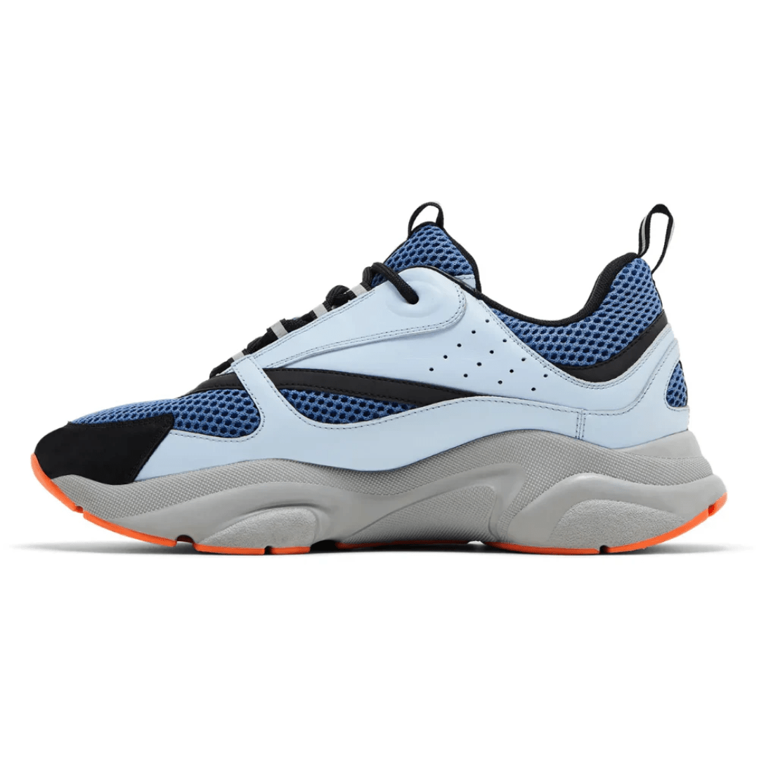 Dior B22 Light Blue Orange sneakers on feet Dubai