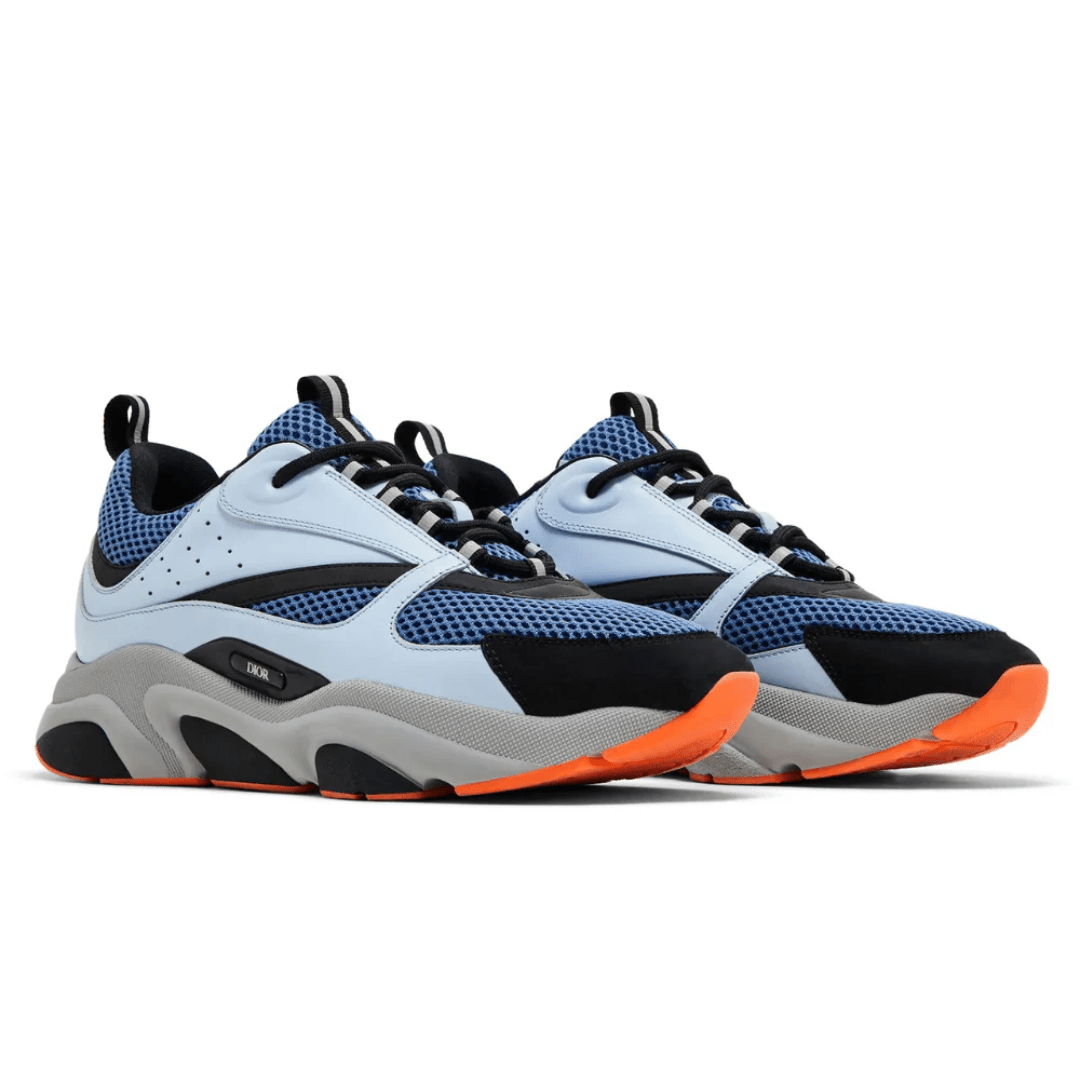 Dior B22 Light Blue Orange sneakers upper detail