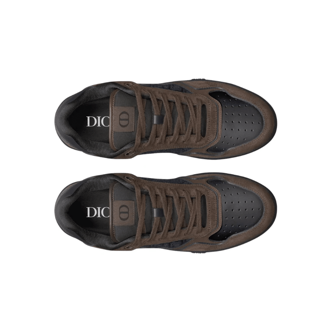 Dior B27 Uptown Low-Top Sneaker Deep Brown Suede Black Smooth on feet Dubai