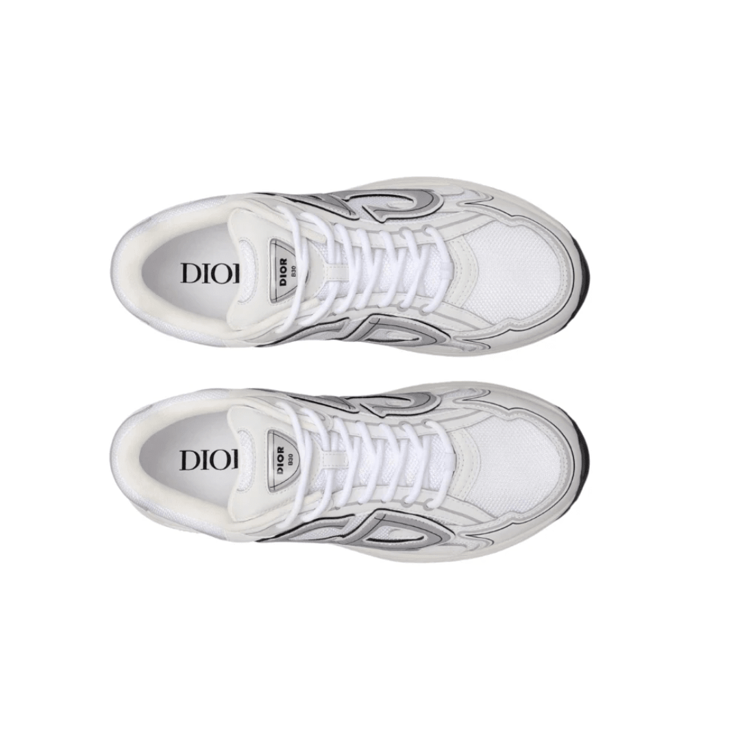 Dior B30 White Mesh and Technical Fabric Low Top Sneakers heel view