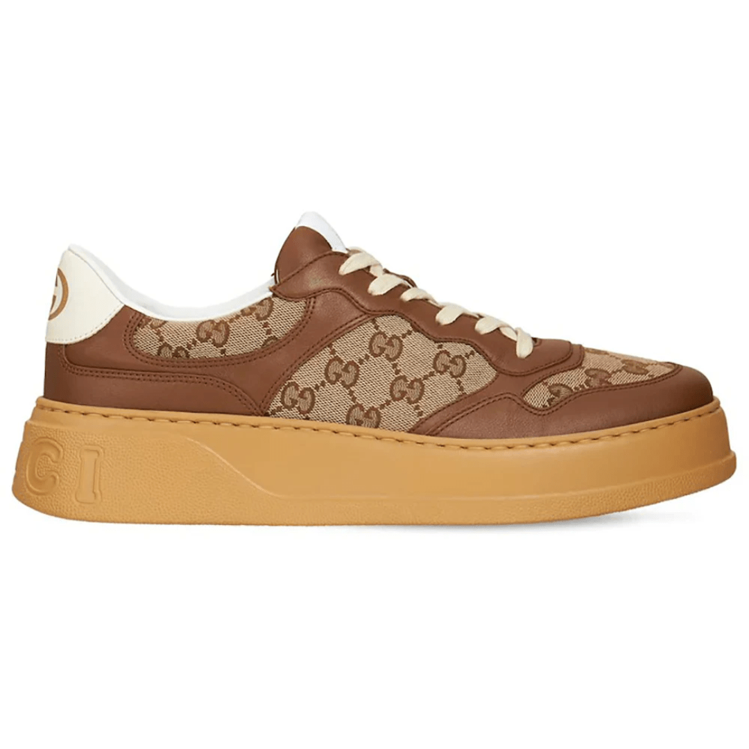 Gucci GG Canvas Leather-Trimmed Sneakers side profile