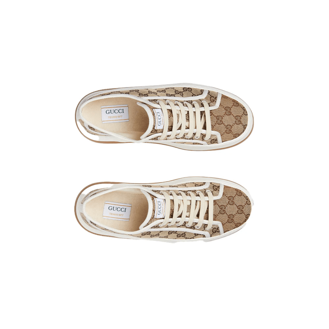 Gucci Men’s Black Beige GG Trainers upper detail