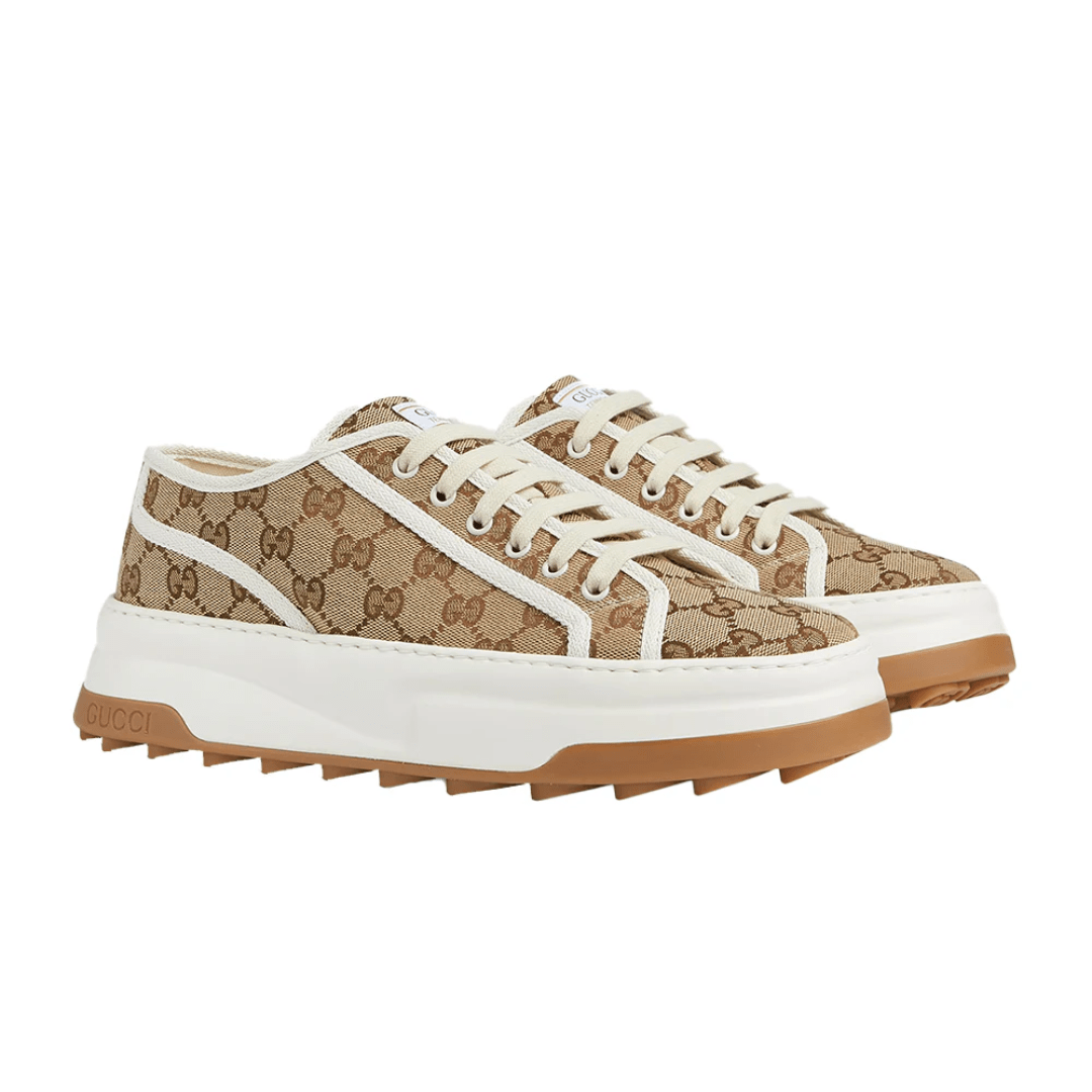Gucci Men’s Black Beige GG Trainers on feet Dubai