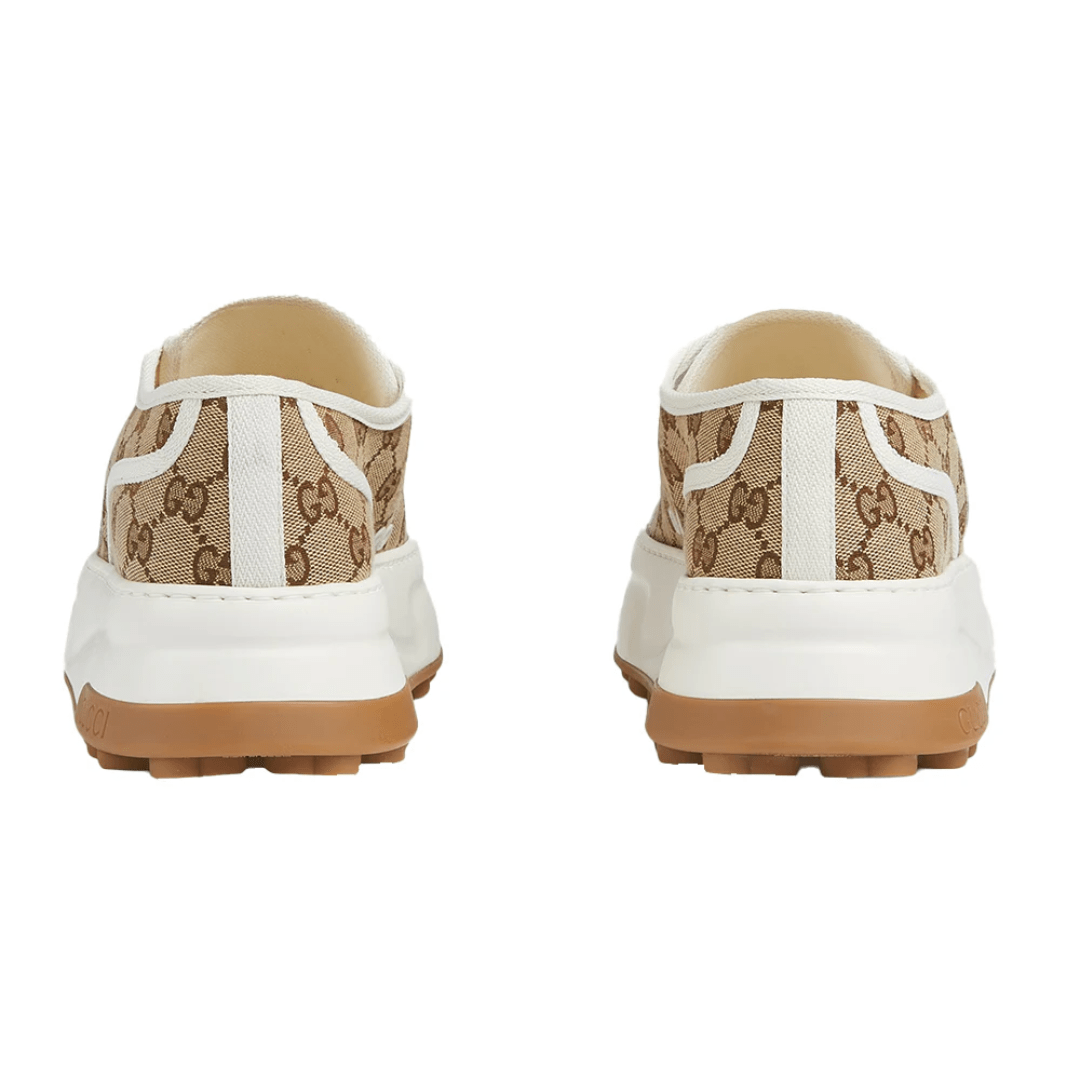 Gucci Men’s Black Beige GG Trainers heel view
