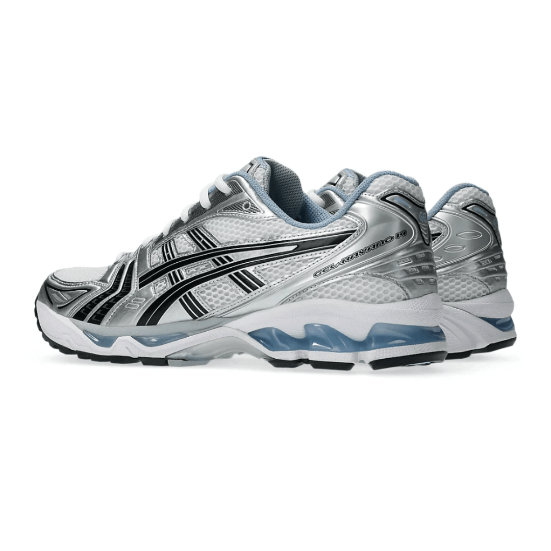 JJJJound x ASICS Gel-Kayano 14 White Black sneakers on feet Dubai