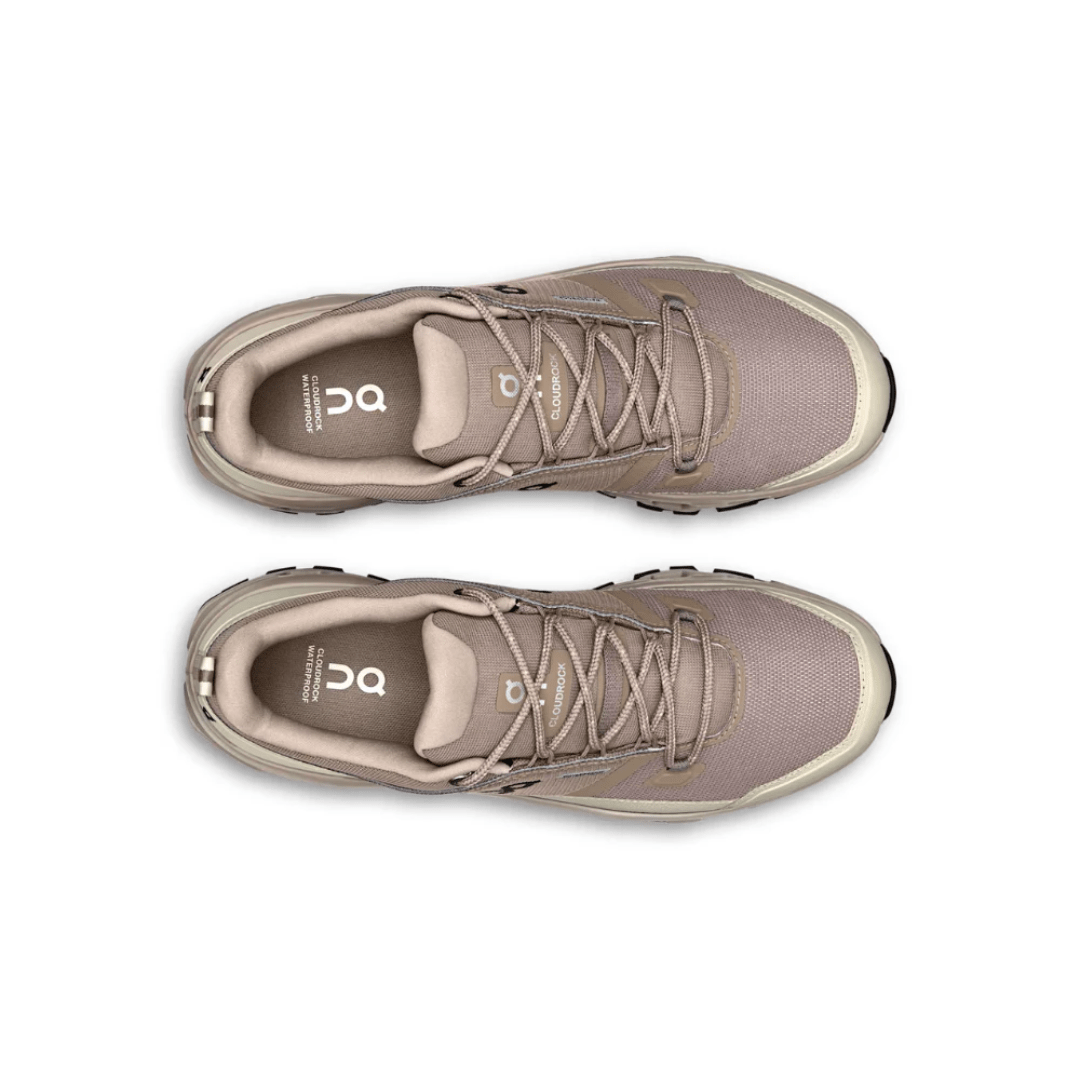 On Cloudrock Low Waterproof Cinder Fog heel view