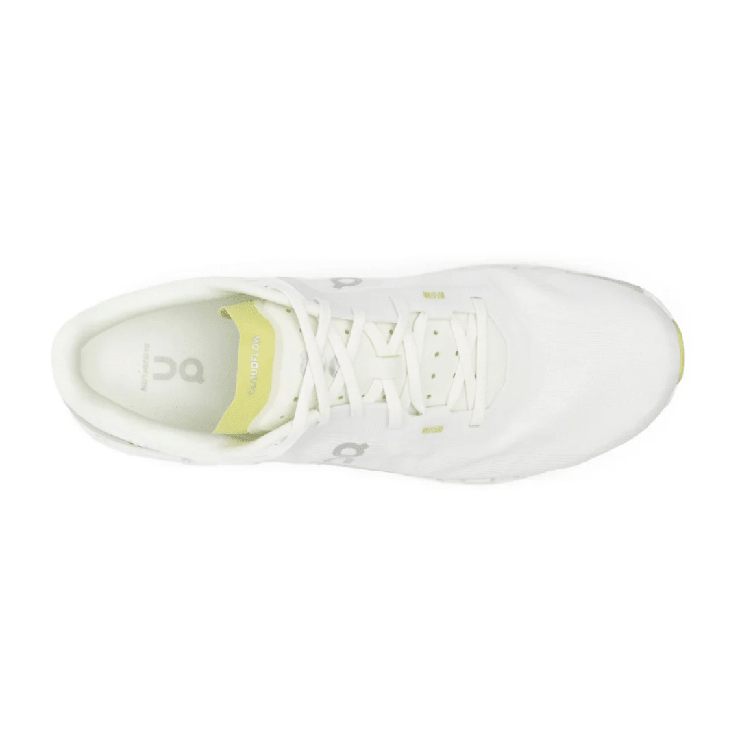 Cloudflow 4 White Sand Beige Lime Green heel view