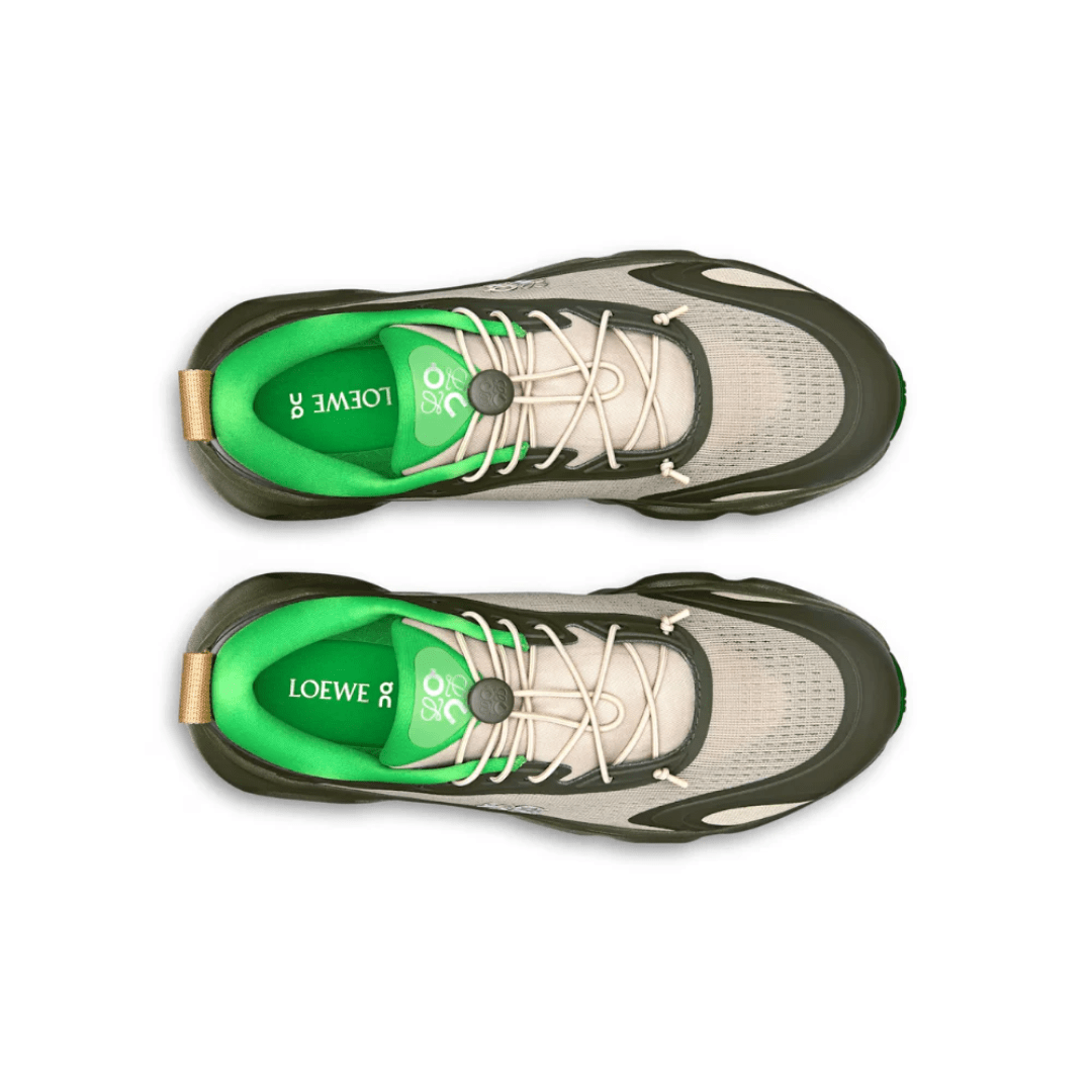 Loewe x On Running Cloudsolo Khaki Green Sand macro texture