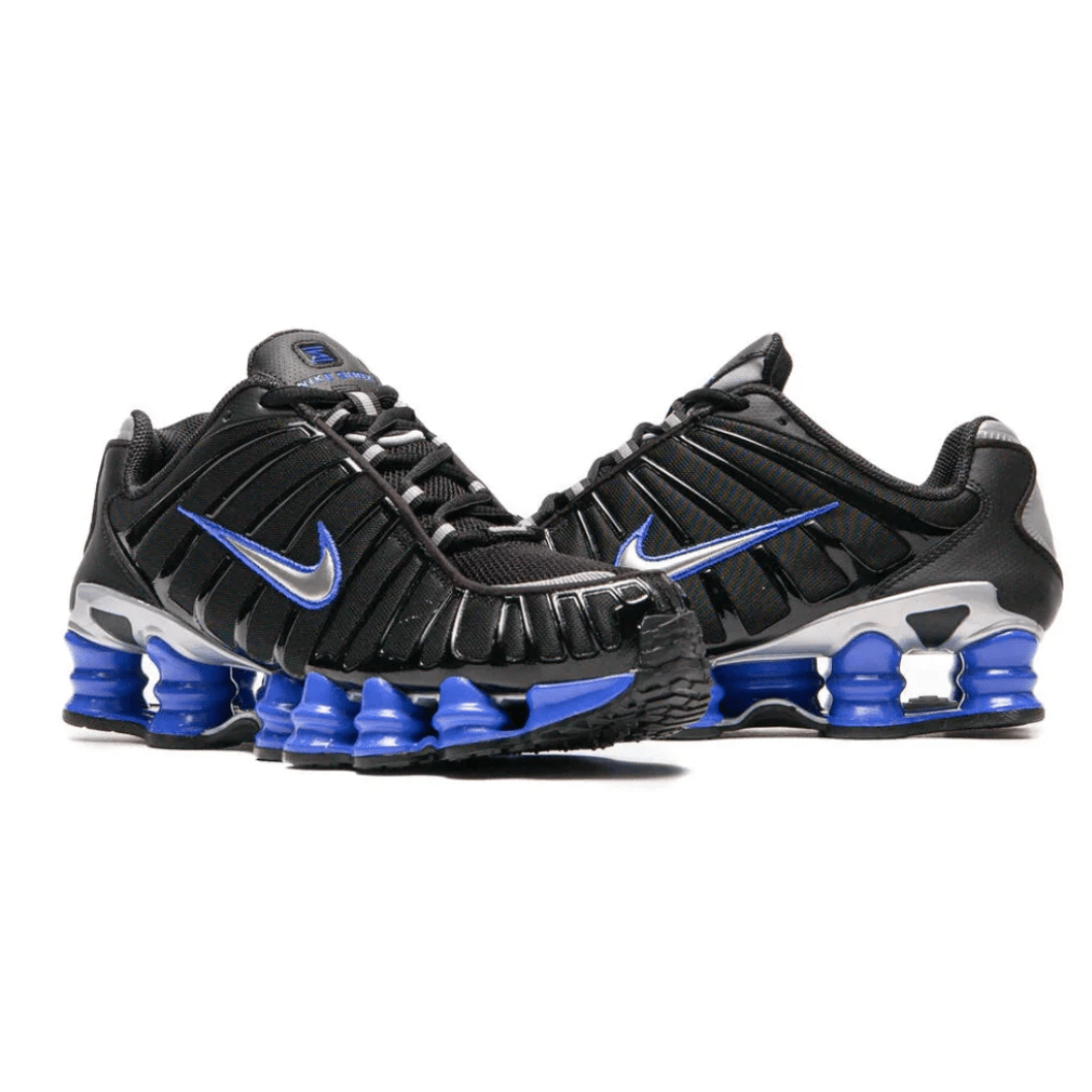 Nike Shox TL Black Racer Blue sneakers on feet Dubai