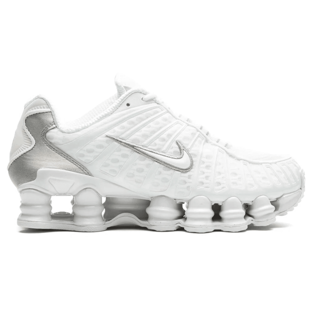 Nike Shox TL White sneakers on feet Dubai