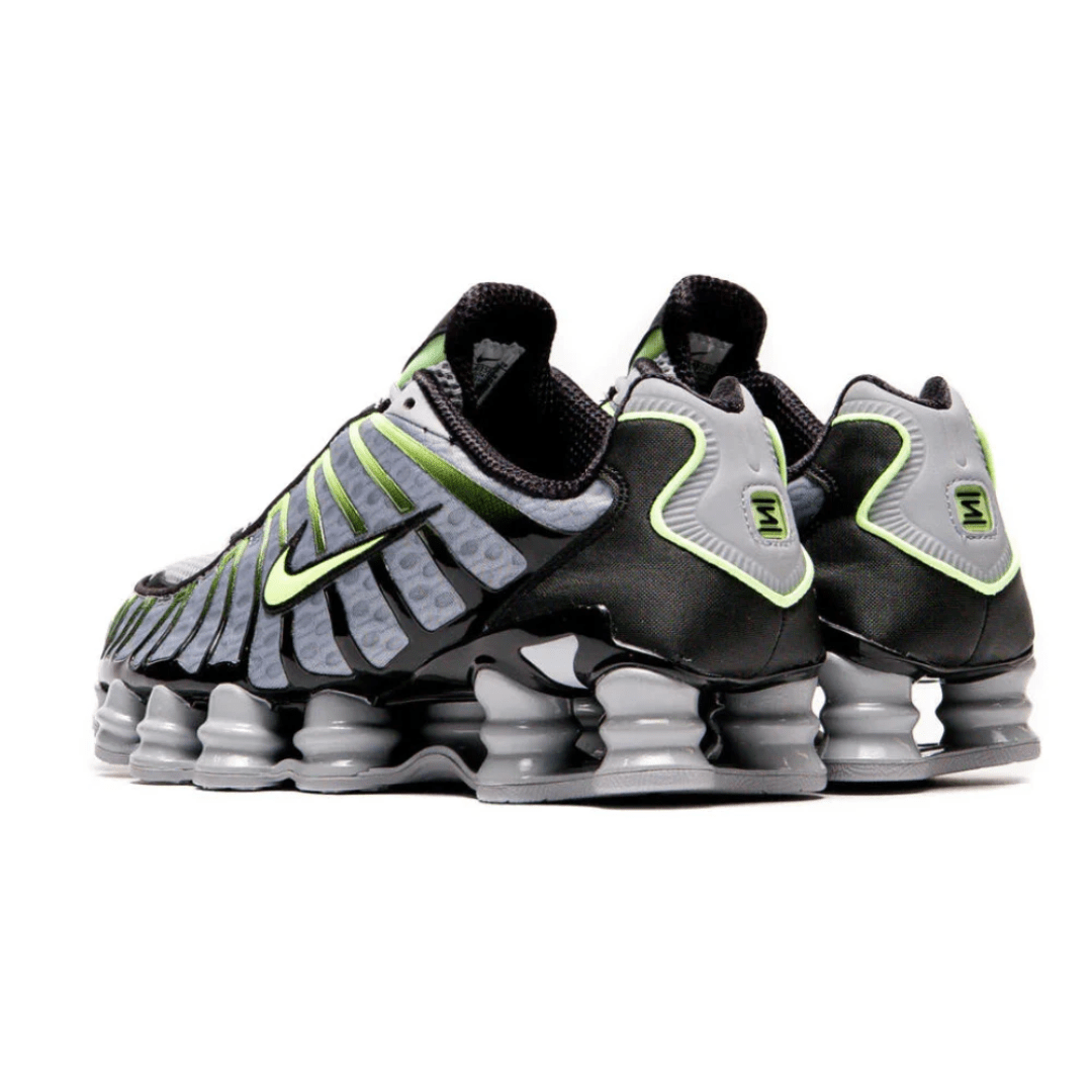 Nike Shox TL Wolf Grey Lime on feet Dubai