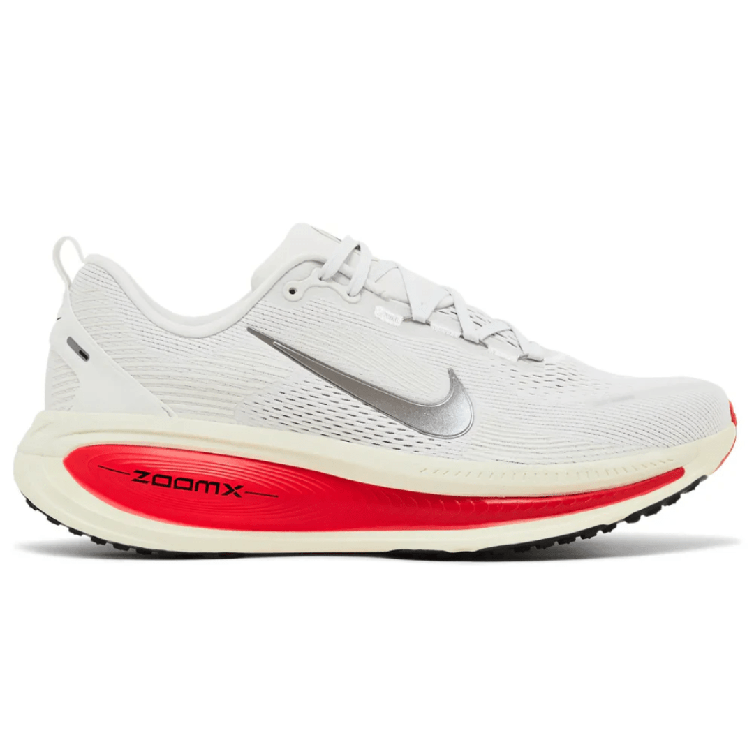 Nike Vomero 18 Platinum Tint Siren Red sneakers side profile
