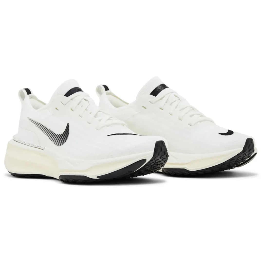 Nike ZoomX Invincible Run Flyknit 3 Summit White Black sneakers heel view