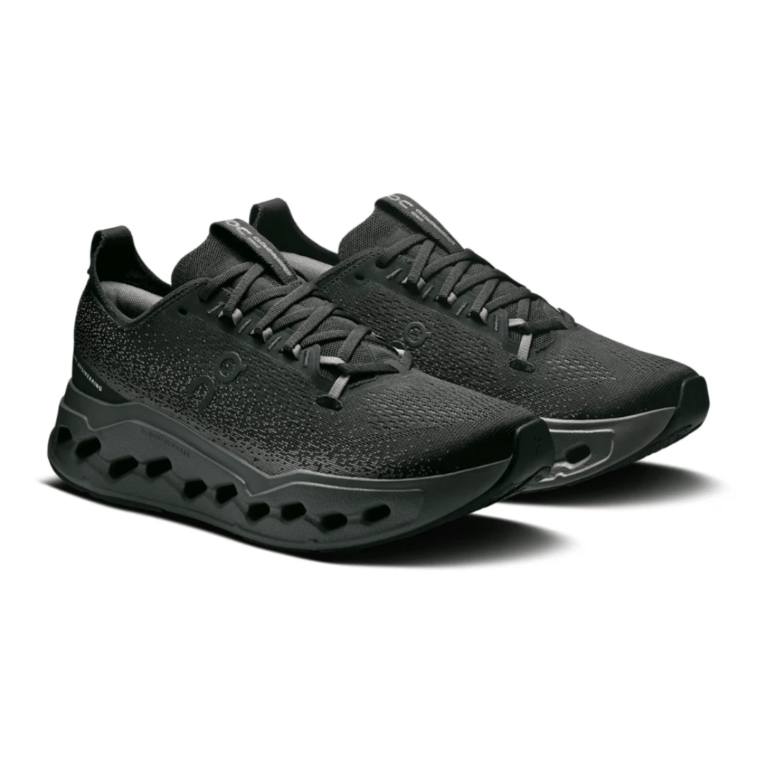 On Cloudsurfer Max Black Eclipse on feet Dubai