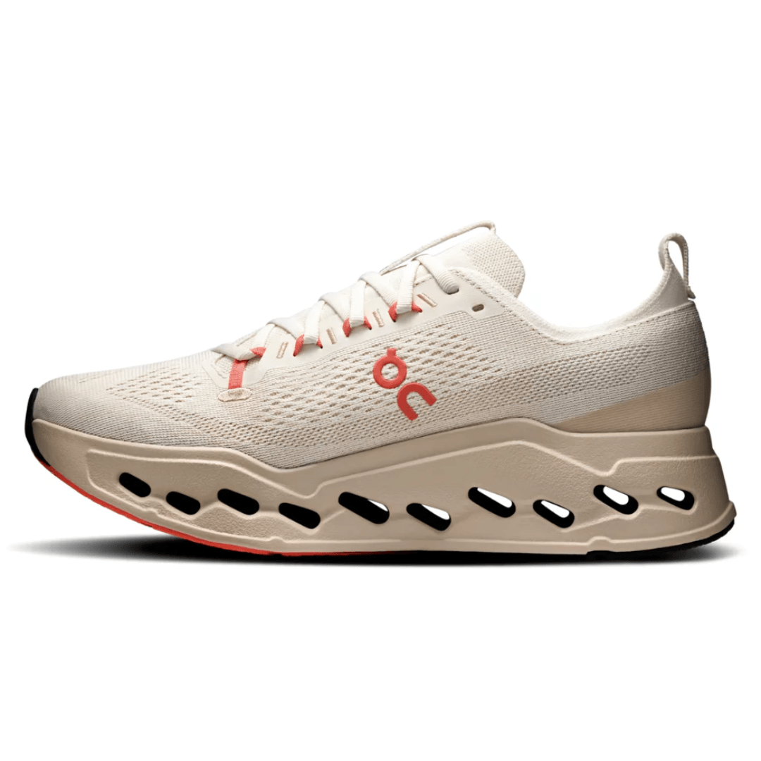 On Cloudsurfer Max Ivory Salmon heel view