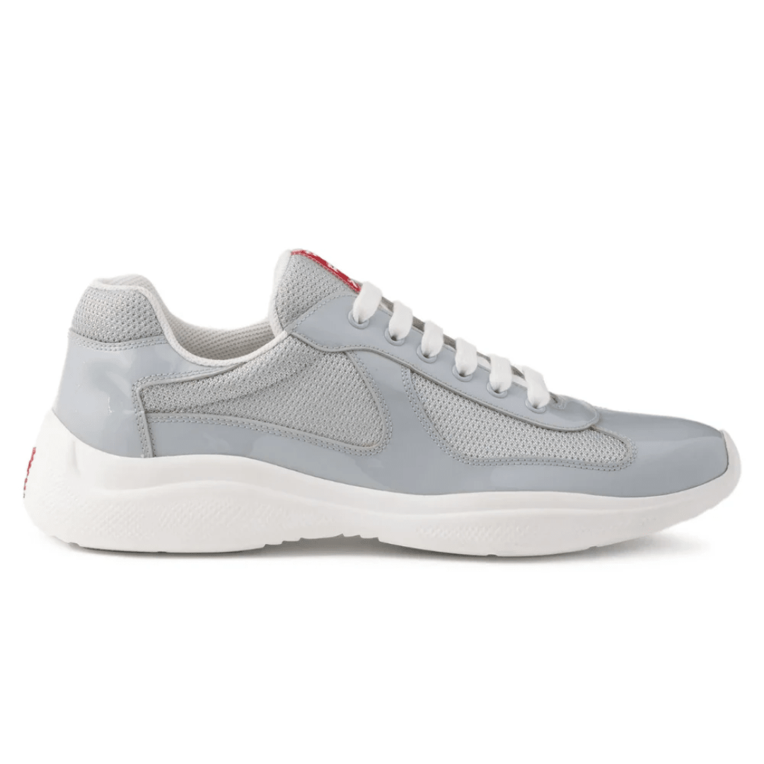 Prada America’s Cup Chunky-Sole Lace-Up Light Grey sneakers side profile