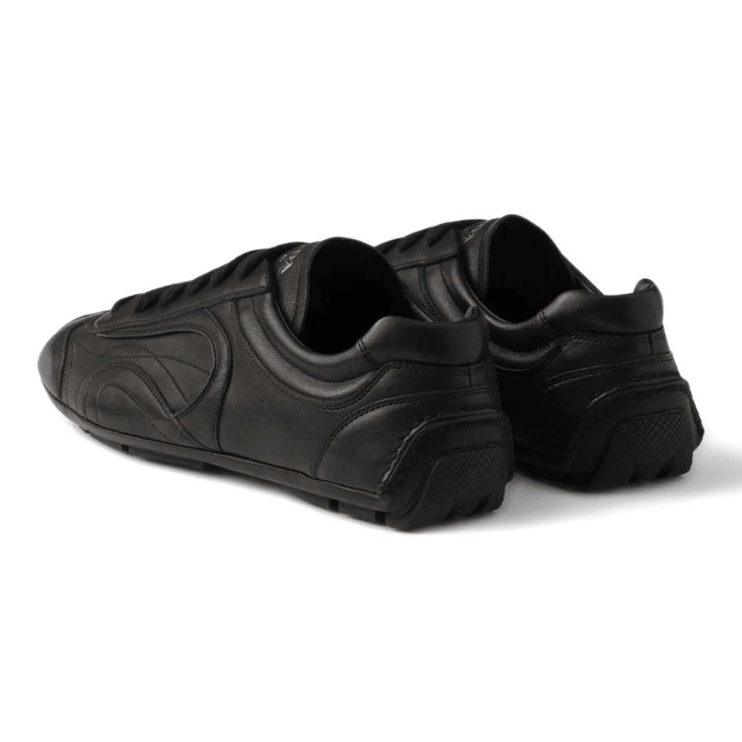 Prada Montecarlo Re-edition 2005 Antiqued Nappa Leather Sneakers Black upper detail