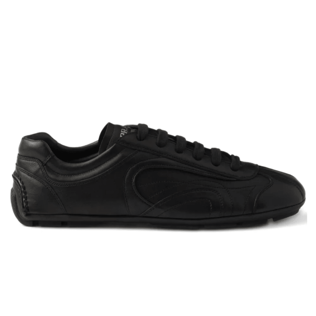 Prada Montecarlo Re-edition 2005 Antiqued Nappa Leather Sneakers Black side profile
