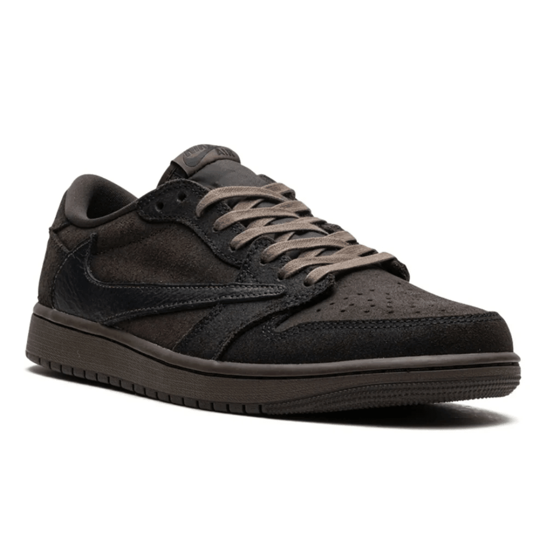 Travis Scott x Air Jordan 1 Low OG Velvet Brown heel view