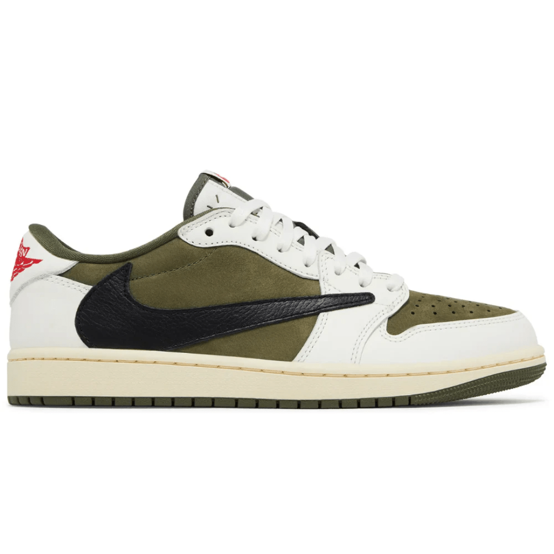 Travis Scott x Nike Air Jordan 1 Retro Low OG SP Reverse Olive Medium Olive sneakers side profile