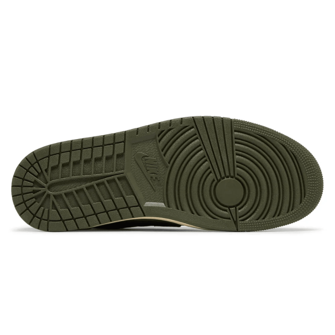 Travis Scott x Nike Air Jordan 1 Retro Low OG SP Reverse Olive Medium Olive sneakers suede texture