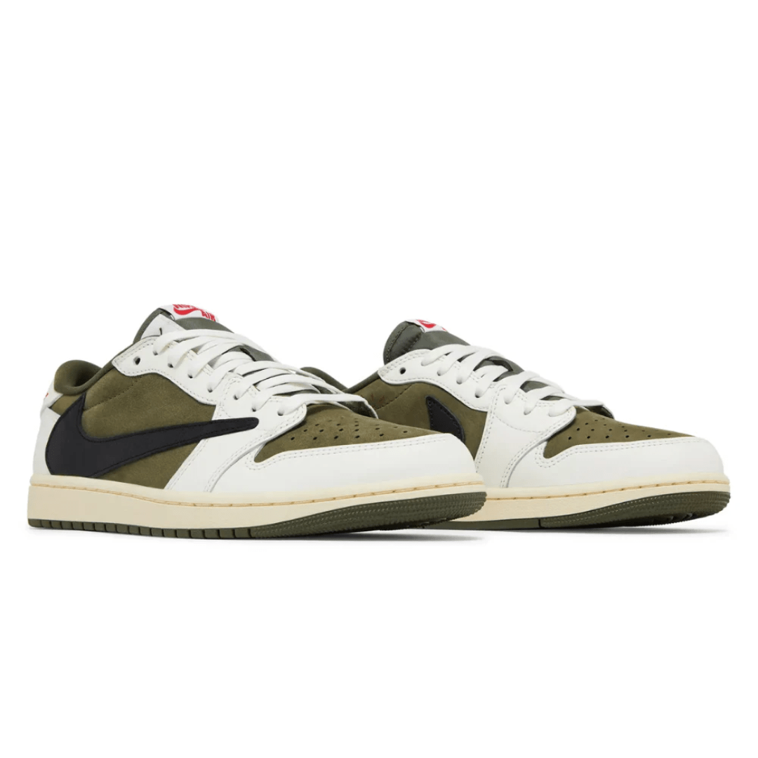 Travis Scott x Nike Air Jordan 1 Retro Low OG SP Reverse Olive Medium Olive sneakers heel view