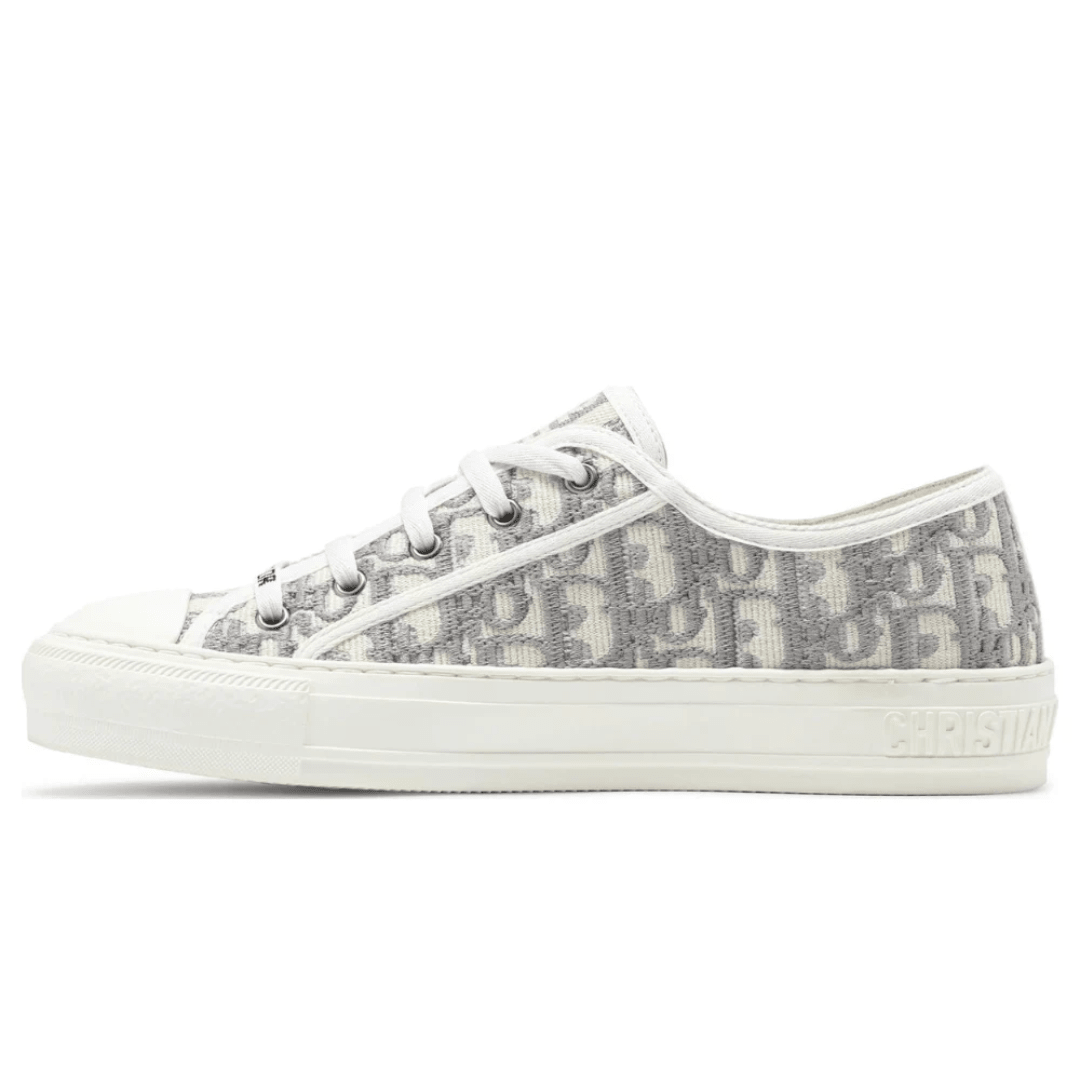 Walk’N’Dior Embroidered Canvas Low Grey sneakers on feet Dubai
